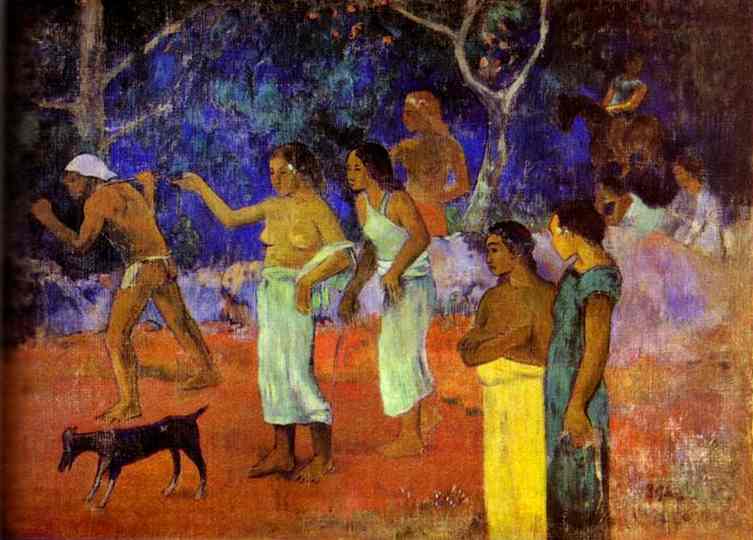 Scenes from Tahitian Life. <br>1896. Oil on canvas. <br>The Hermitage, St. Petersburg, Russia. 