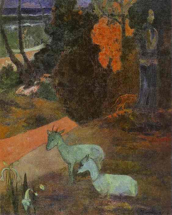 Tarari maruru (Landscape with Two Goats). <br>1897. Oil on canvas. <br>The Hermitage, St. Petersburg, Russia. 