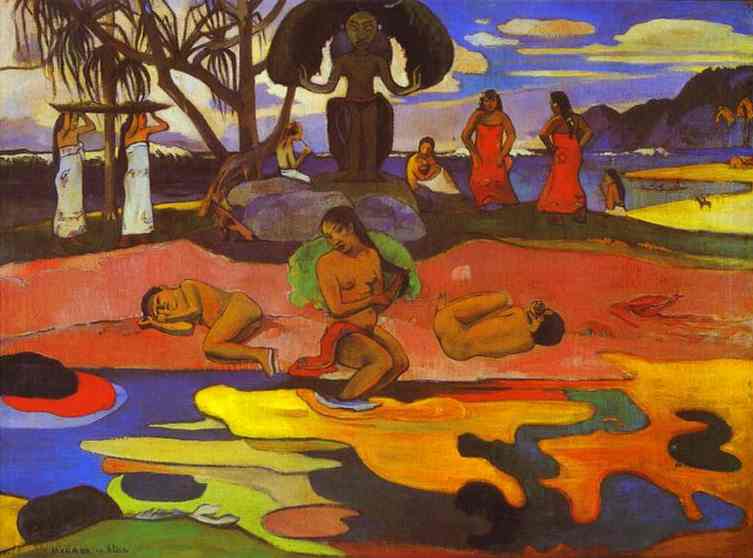Mahana no atua (Day of God). <br>c.1894. Oil on canvas. <br>Art Institute of Chicago, Chicago, IL, USA. 