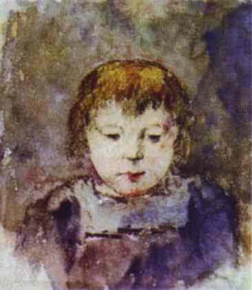 Portrait of Gauguin's Daughter Aline. <br>c.1879-80. Watercolor on paper. <br>Private collection