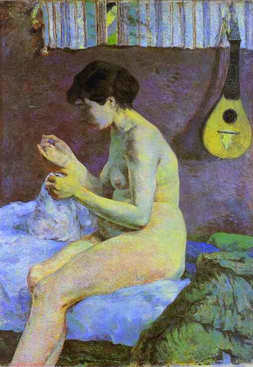 Study of a Nude. Suzanne Sewing. <br>1880. Oil on canvas. <br>Ny Carlsberg-Glyptotek, Copenhagen, Denmark