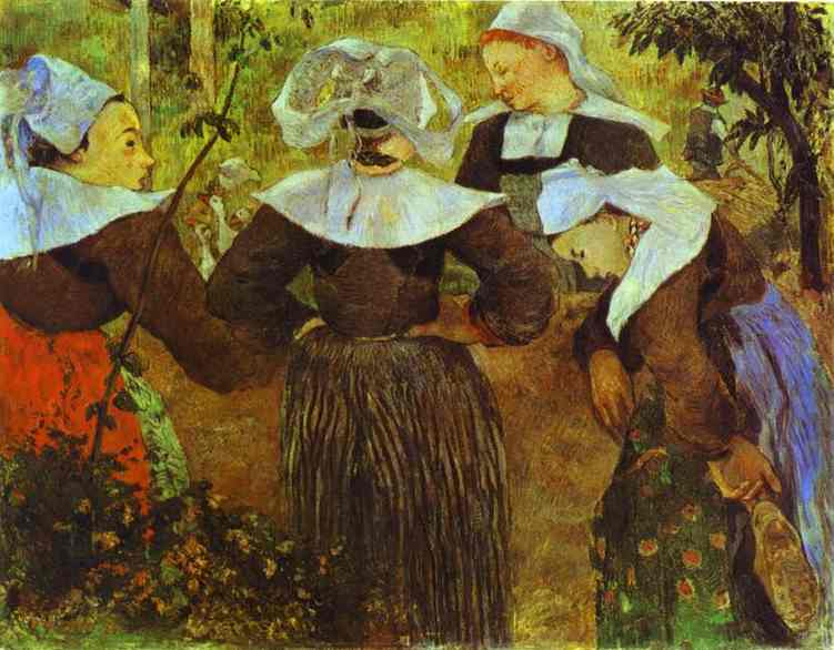 The Four Breton Girls. <br>c.1886. Oil on canvas. <br>Neue Pinakothek, Munich, Germany