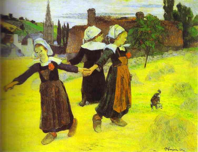 Breton Girls Dancing, Pont-Aven. <br>1888. Oil on canvas. <br>The National Gallery of Art, Washington, DC, USA.
