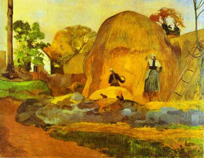 Yellow Hay Ricks (Fair Harvest). <br>1889. Oil on canvas. <br>Muse d'Orsay, Paris, France