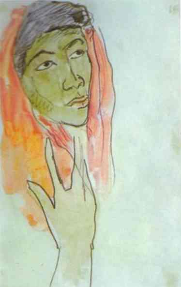 Head of a Woman. <br>c.1891-92. Watercolor on paper. <br>Private collection. 