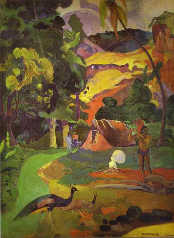 Matamoe (Landscape with Peacocks). <br>1892. Oil on canvas. <br>The Pushkin Museum of Fine Art, Moscow, Russia.