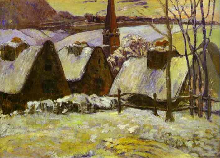 Breton Village in Snow. <br>1894. Oil on canvas. <br>Muse d'Orsay, Paris, France. 