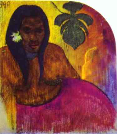 Tahitian Woman. <br>c.1900. Pastel. <br>Brooklyn Museum, Brooklyn, NY, USA. 