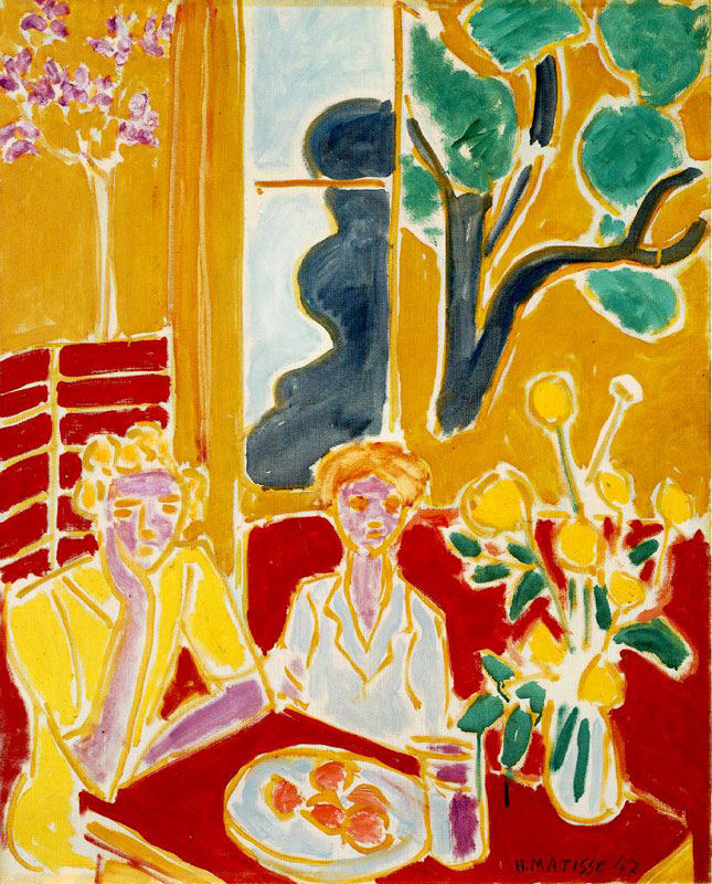 Wo Girls in a Yellow and Red Interior, 1947