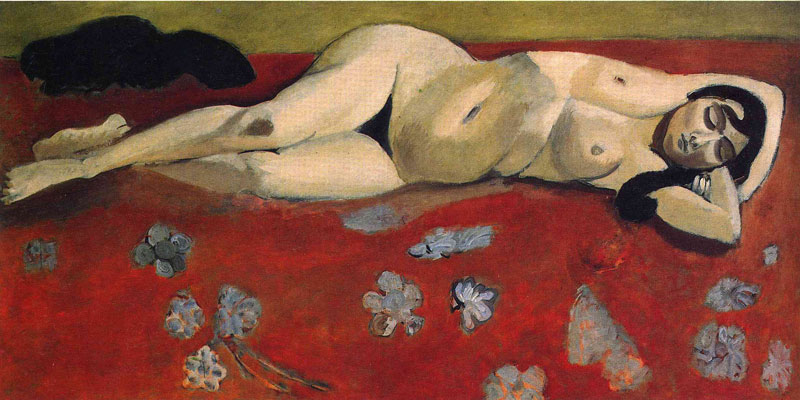 Sleeping Nude on a Red Background, 1916