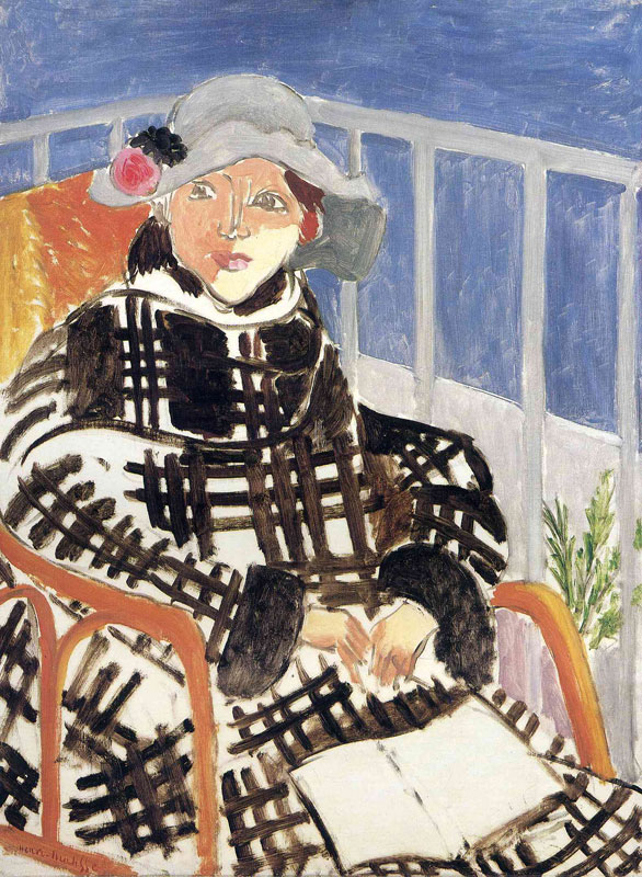 Mlle Matisse in a Scotch Plaid Coat, 1918
