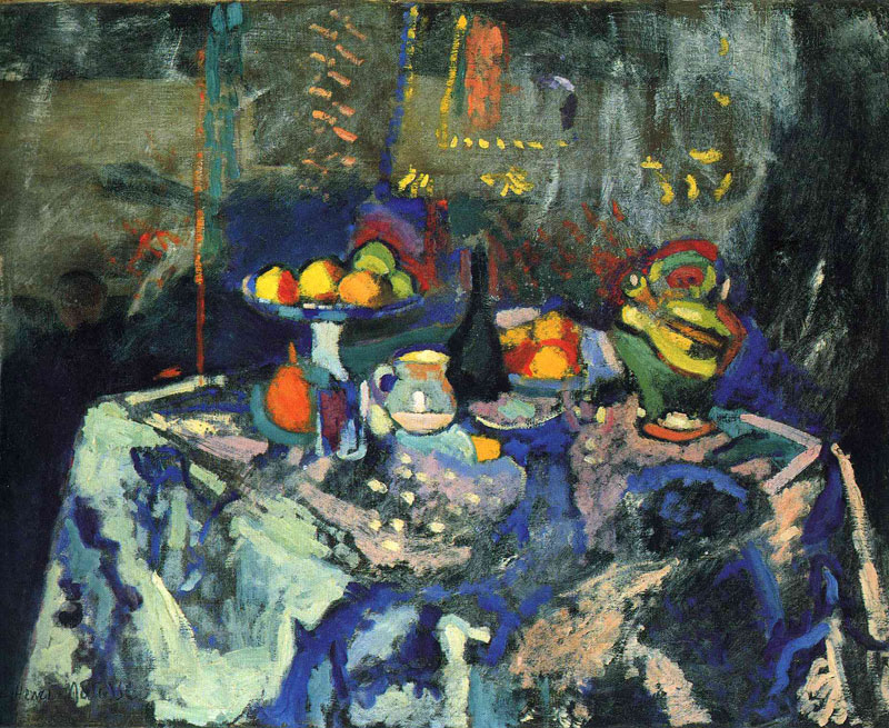 Still Life with Vase, Bottle and Fruit