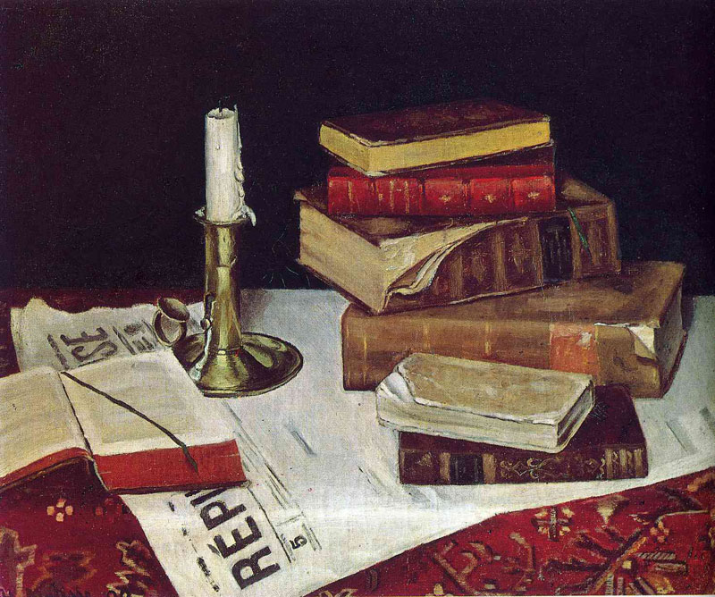 Still Life with Books and Candle<br>1890, ͻ, 38 x 45 cm<br>
