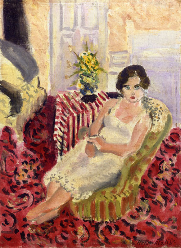 Seated Figure, Striped Carpet<br>1920, ͻ, 34 x 25 cm<br>