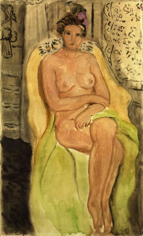 Nude in an Armchair, Legs Crossed<br>1920, ͻ, 56.5 x 34.5 cm<br>