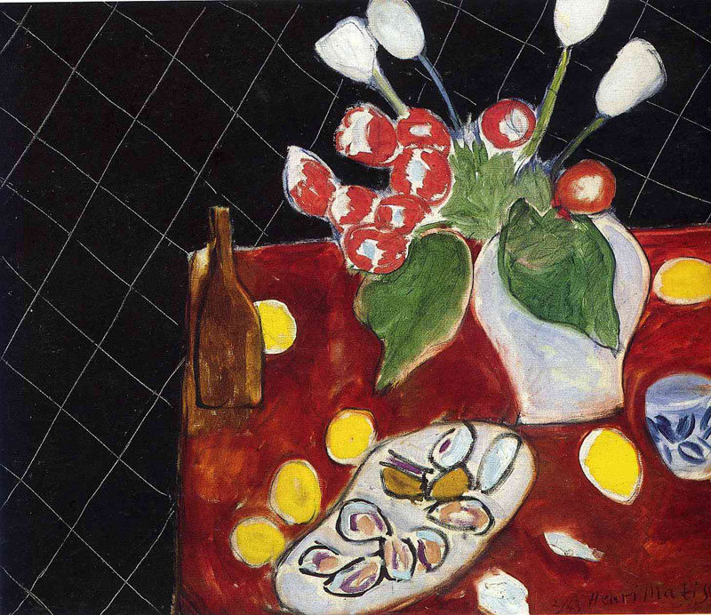 Tulips and oysters on a black background<br>1943, 61 x 73 cmParis, muse Picasso<br>ղڣ