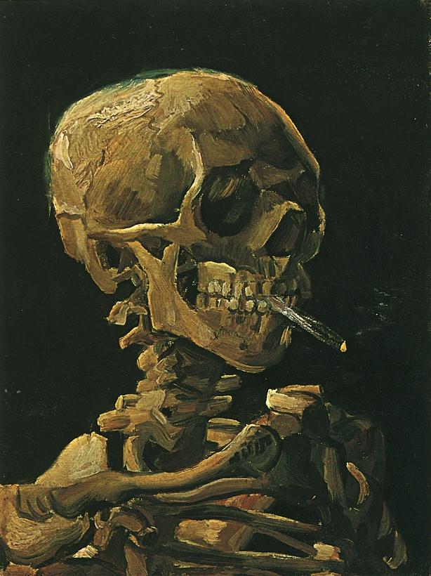 Skull with Burning Cigarette