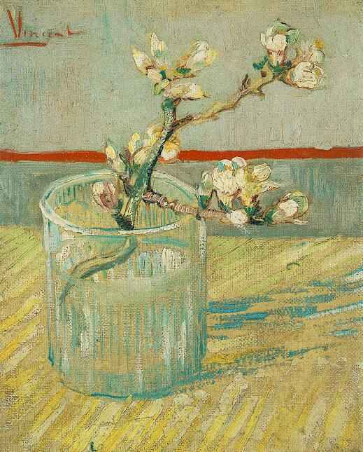 Blossoming Almond Branch in a Glass 
