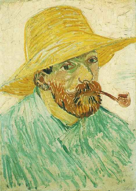 Self-Portrait with Pipe and Straw Hat 