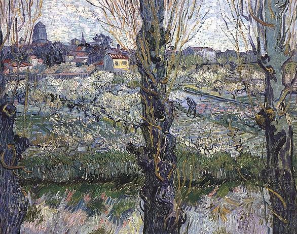 Orchard in Blossom with View of Arles 