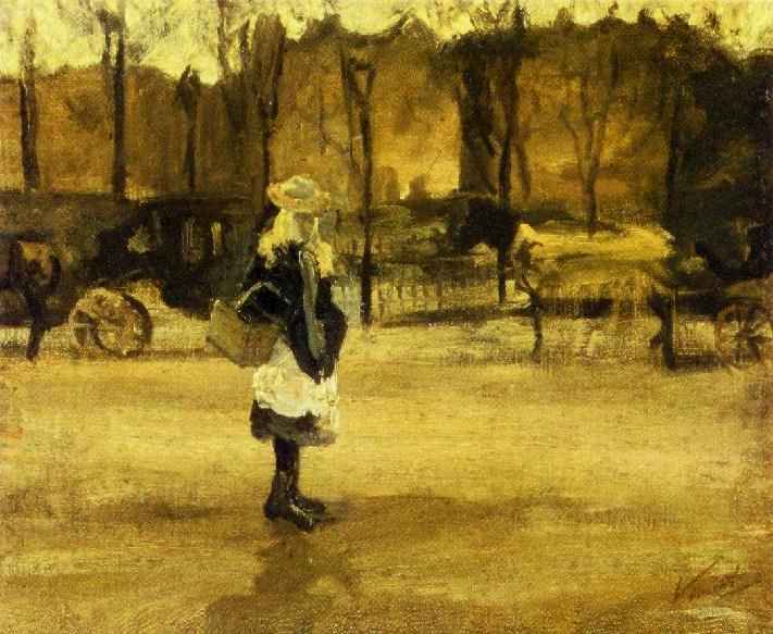 Girl in the Street, Two Coaches in the Background, A 
