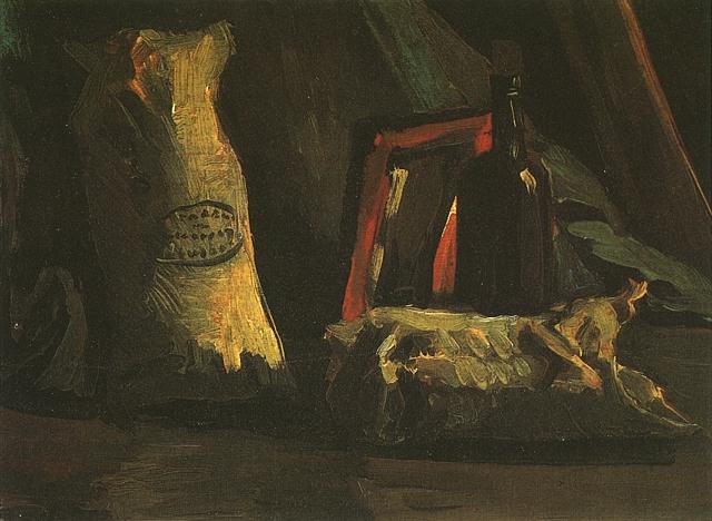 Still Life with Two Sacks and a Bottle