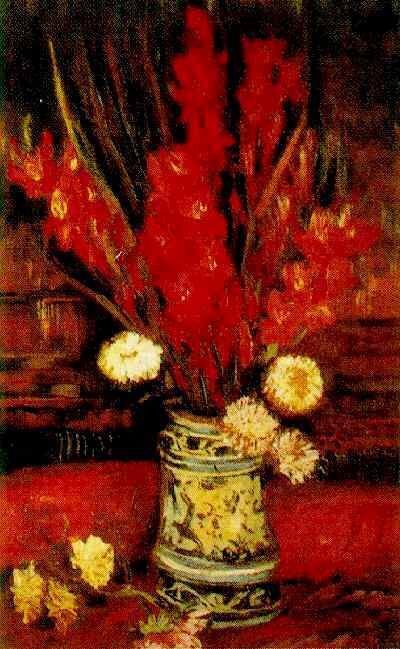 Vase with Red Gladioli 