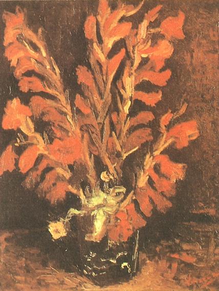 Vase with Red Gladioli 