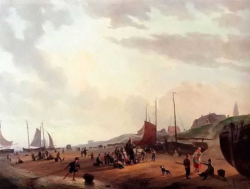 ˹̲ϵ - fisherfolk and townsfolk on scheveningen beach in the afternoon