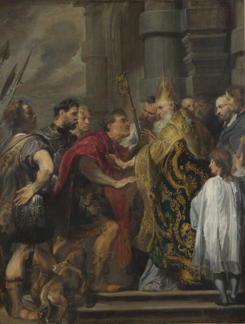 ʥ˹õĵҰ¶ - St Ambrose barring Theodosius from Milan Cathedral