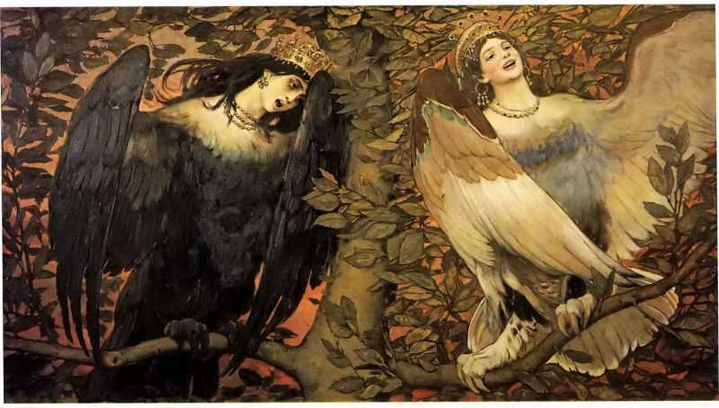 Sirin (left) and Alkonost (right) C Birds of Joy and Sorrow