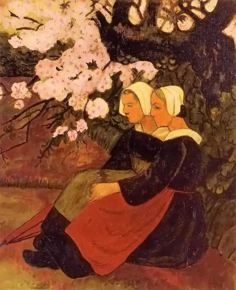 Two Breton Women under a Flowering Apple Tree