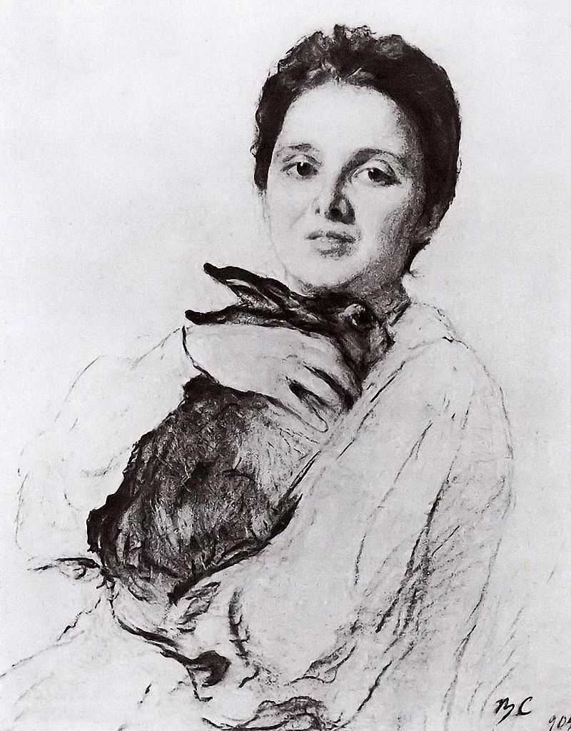 Portrait of K.A. Obninskaya with bunny