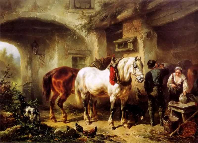 Ժ˺ - Horses and people in a courtyard