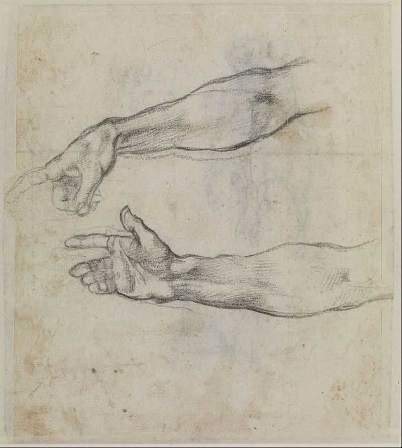 ֵϰ - Studies of an outstretched arm for the fresco