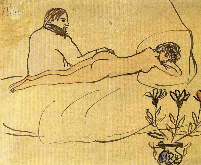 Nude with Picasso by her feet