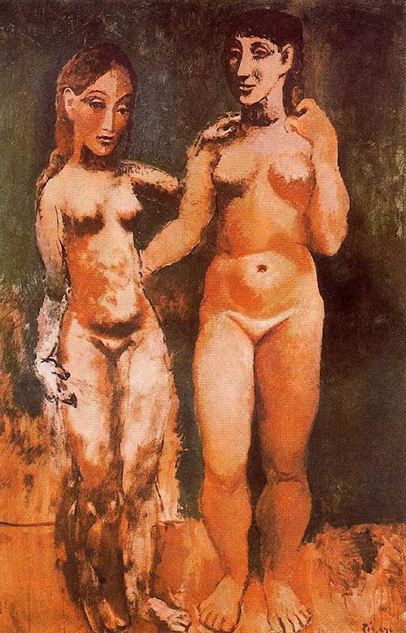 Two nude women