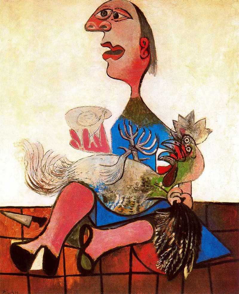 Woman with cockerel