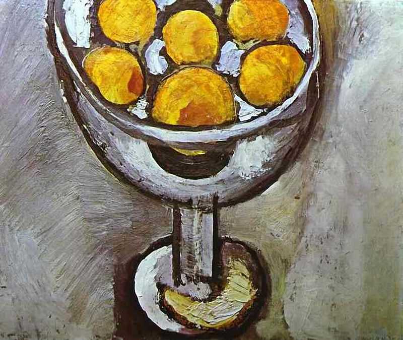 A vase with Oranges