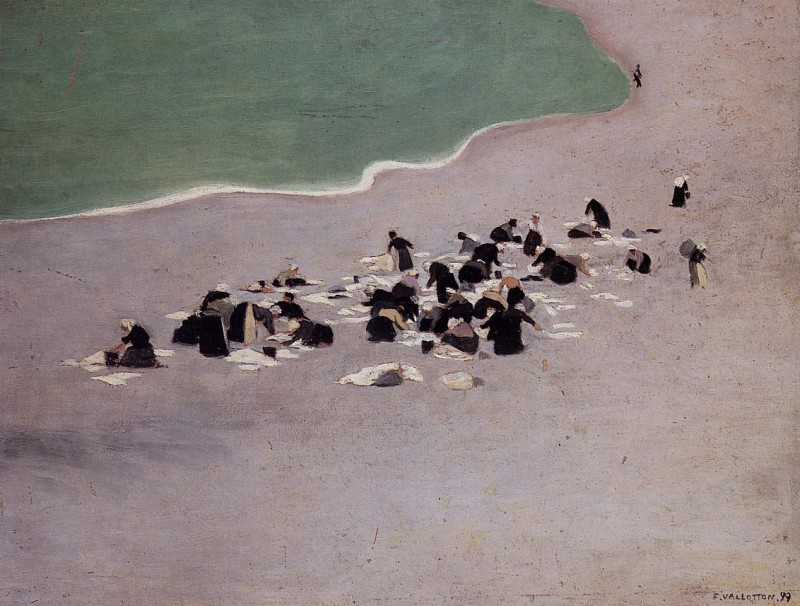 Washerwomen at Etretat (Women Drying Laundry on the Beach)