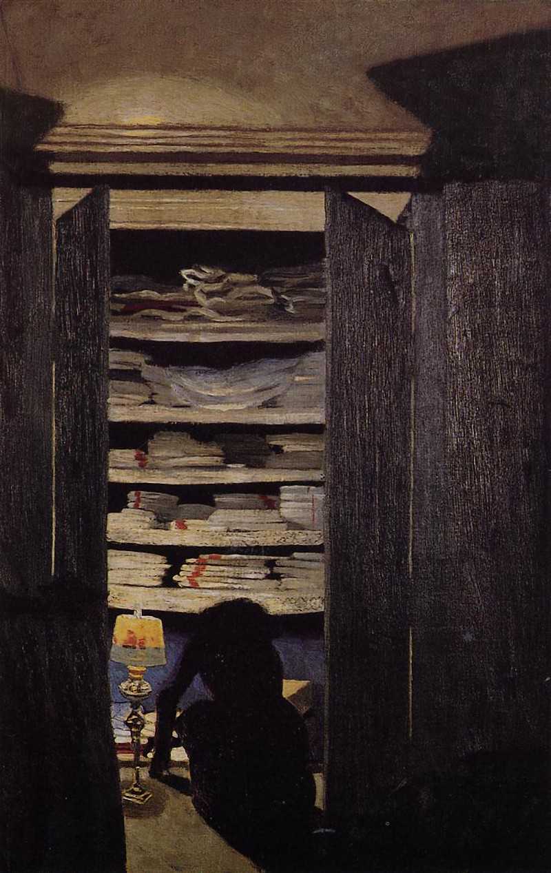 Woman Searching through a Cupboard