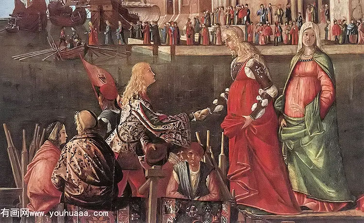 meeting of the betrothed couple and the departure of the pilgrims [detail 1]