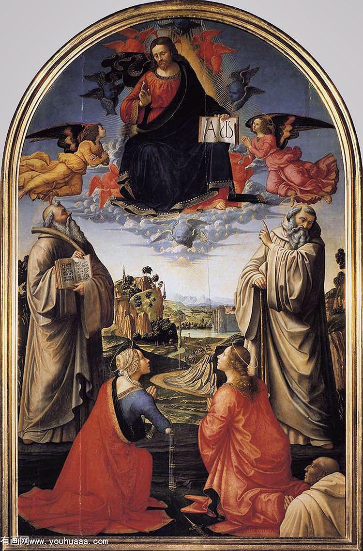 ϻλʥͽһλʩ - christ in heaven with four saints and a donor