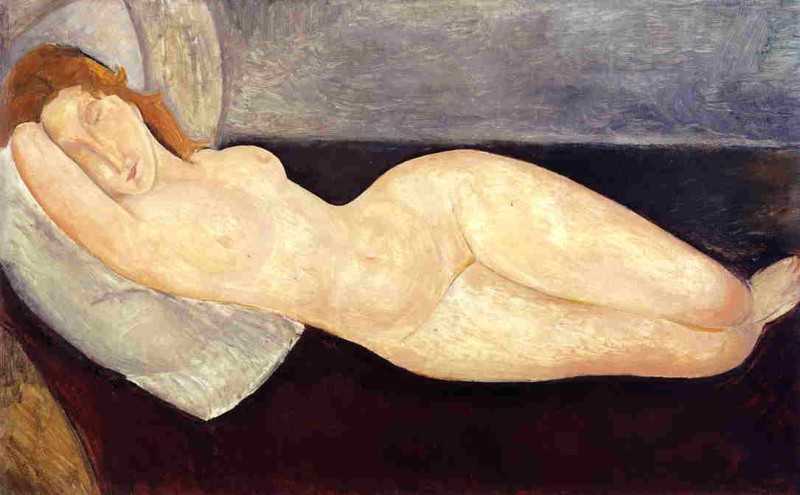 Reclining nude with head resting on right arm