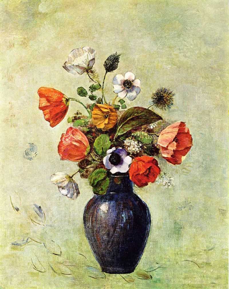 Anemones and Poppies in a Vase