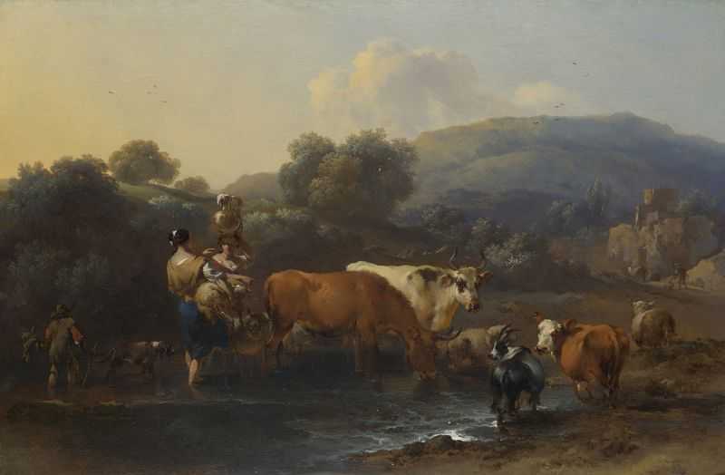 ũ - Peasants with Cattle fording a Stream