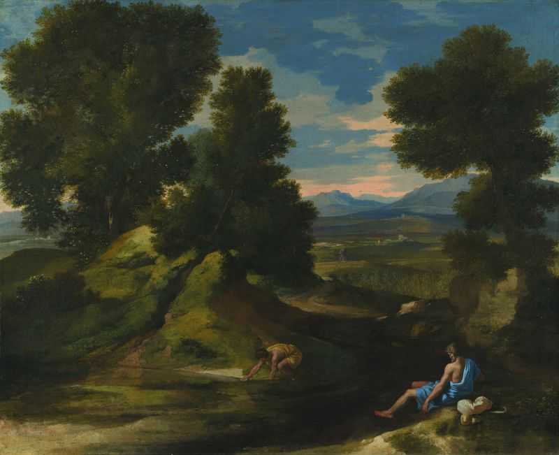 Ҩˮ - Landscape with a Man scooping Water from a Stream