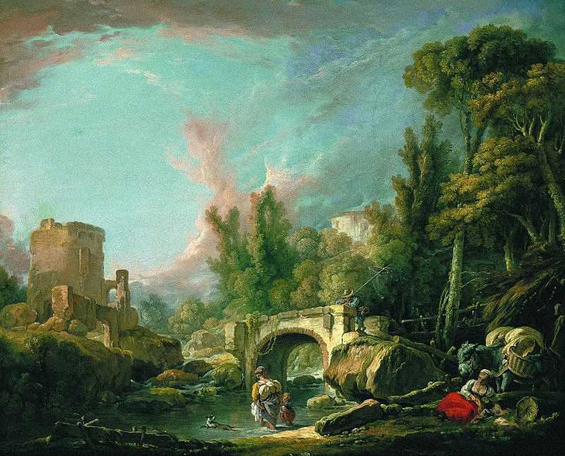 ٻʯ - River Landscape with Ruin and Bridge