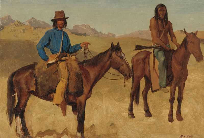 ϵ - Trapper and Indian Guide on Horseback