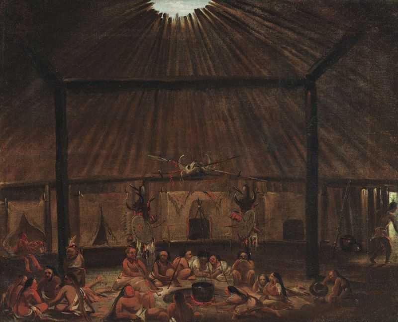 ڵ - Interior of a Mandan lodge